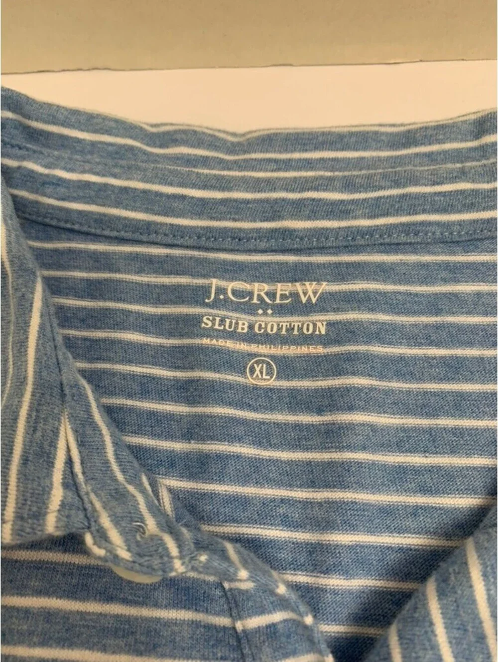 J Crew Blue Striped Slub Jersey Polo Shirt Size XL